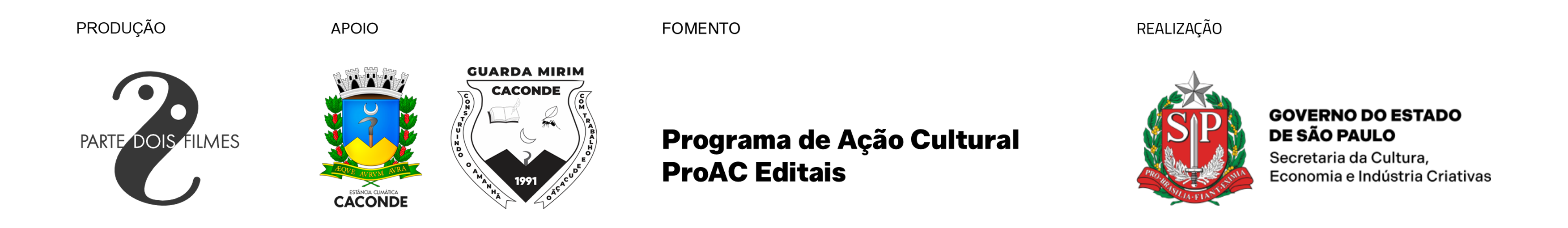 Produção Parte Dois Filmes, fomento ProAC Editais e realização Governo do Estado de São Paulo